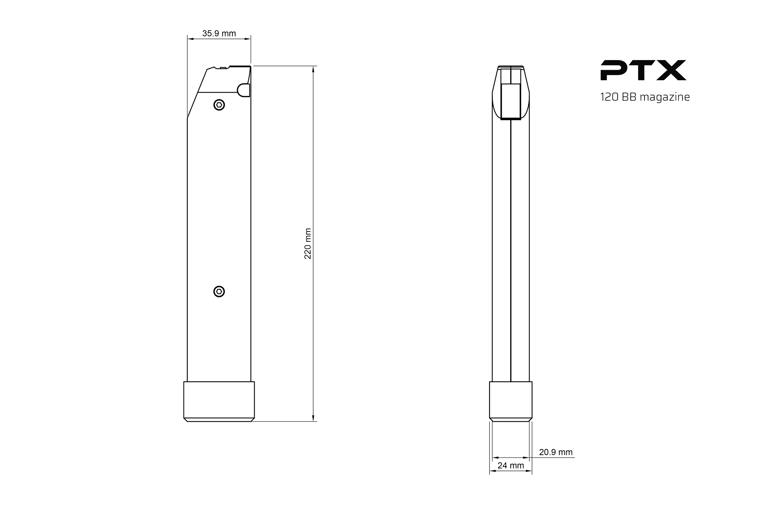 120 Round Mid-Cap Magazine for GATE PTX HPA Pistol - Image 4
