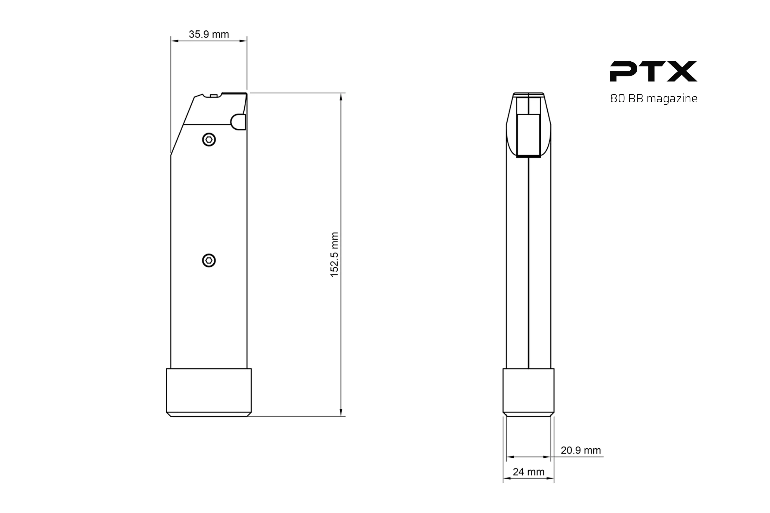 80 Round Mid-Cap Magazine for GATE PTX HPA Pistol - Image 4